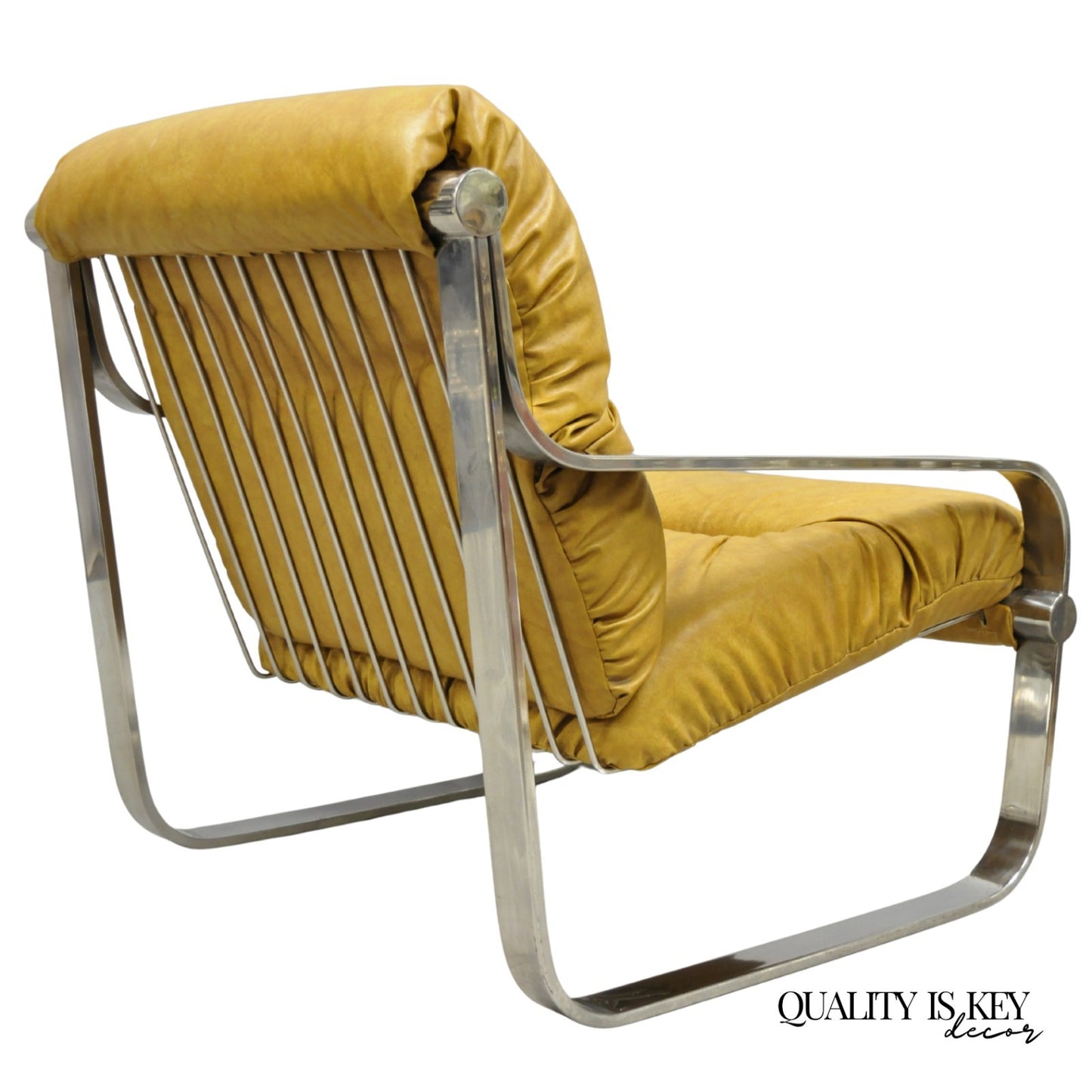 Mid Century Modern Chrome Milo Baughman Style Club Lounge Chair by AGI Ind.