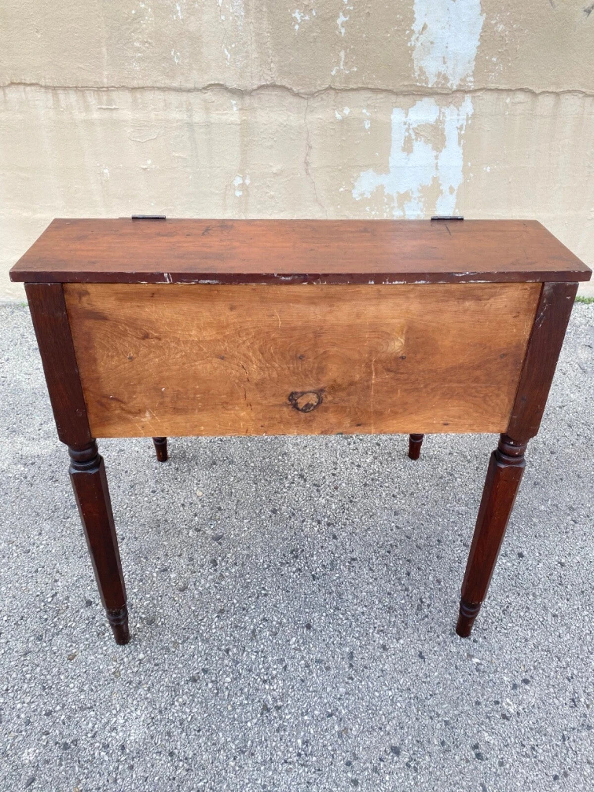 Antique Primitive Colonial Cherry Wood & Walnut Tall Schoolmasters Desk Table