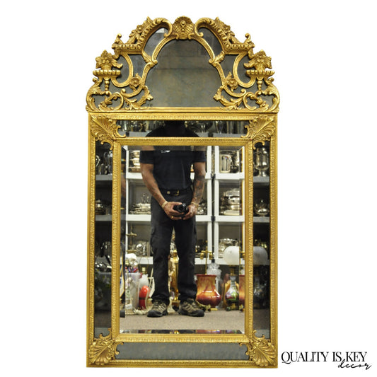 Vintage Friedman Bros French Louis XV Rococo Style Gold Gilt Smoked Glass Mirror