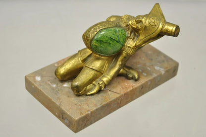 "In a Pickle" Antique Bronze Oriental Trinculo Jester Paperweight Onyx Malachite
