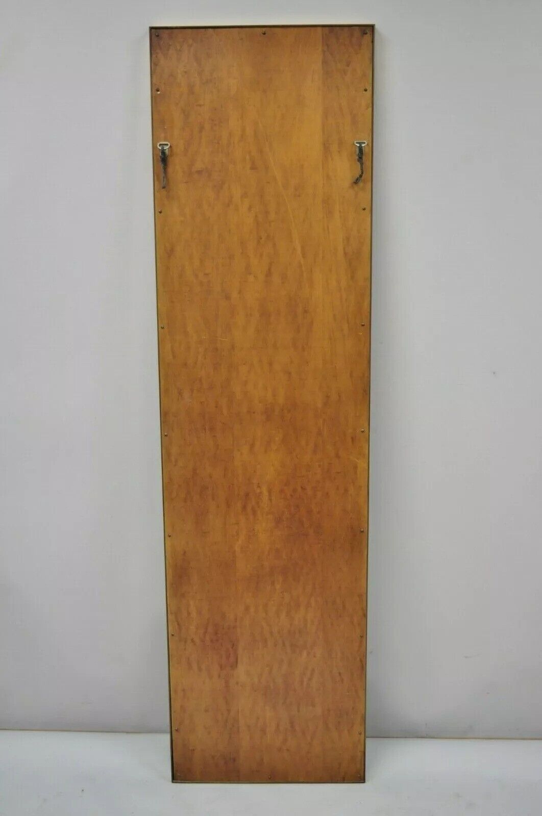 Vintage JL Metz Tomlinson Modern Brass Frame Marble Inlay 65" Tall Narrow Mirror