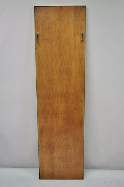 Vintage JL Metz Tomlinson Modern Brass Frame Marble Inlay 65" Tall Narrow Mirror