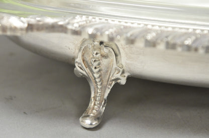 Antique Crown Silver Victorian Silver Plated Large Footed Serving Dish Platter