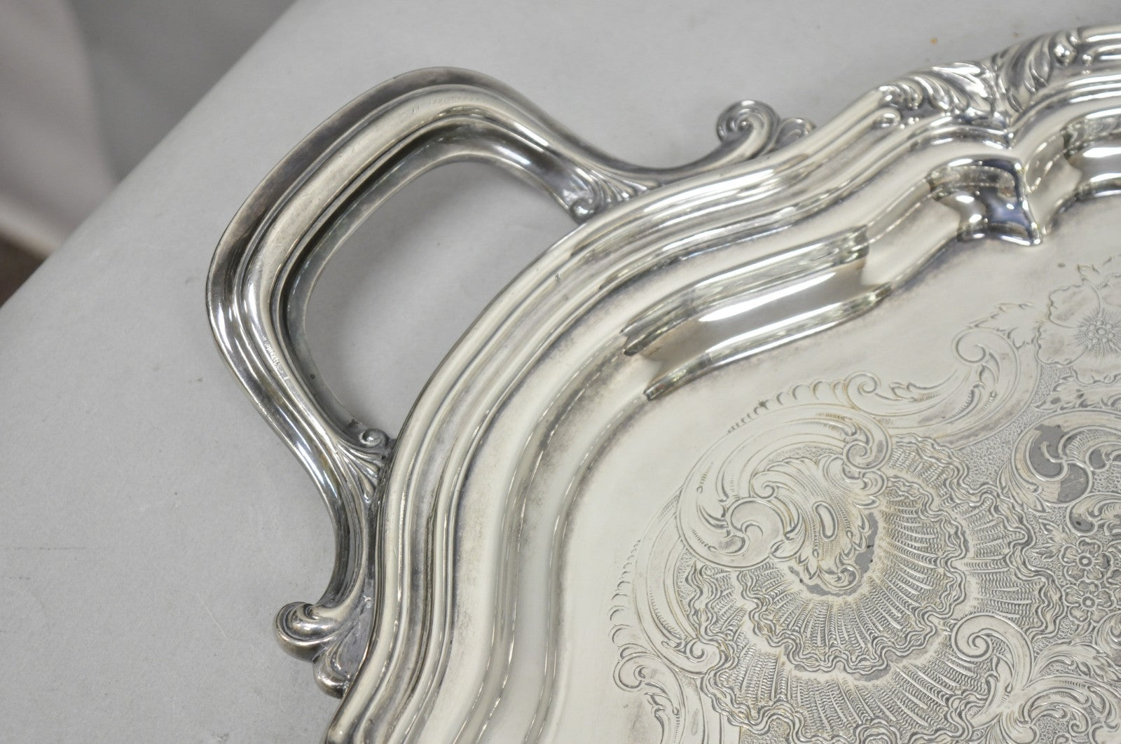 Antique Reed & Barton Winthrop Silver Plated Victorian Bar Serving Platter Tray