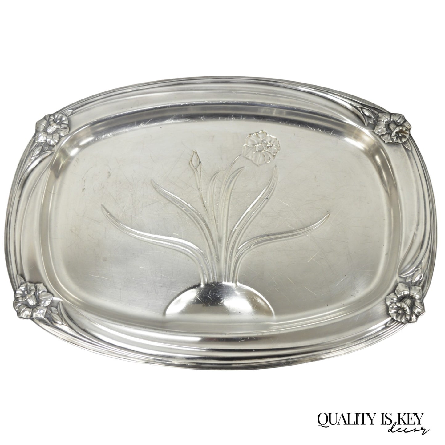Vintage 1847 Rogers Bros Daffodil 9910 Silver Plated Meat Serving Platter Tray