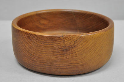 Vintage Mid Century Danish Modern Carved Teak Wood Round Salad Fruit Bowl (B)