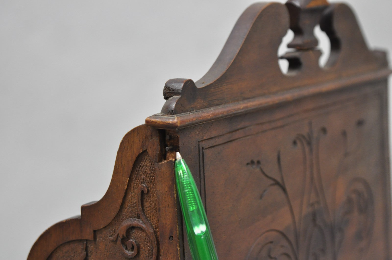 Antique Italian Renaissance Figural Carved Walnut Paw Foot Desk Letterbox