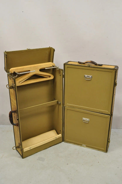 Antique Overland Trunk Wardrobe Fitted Steamer Trunk Hard Luggage Closet