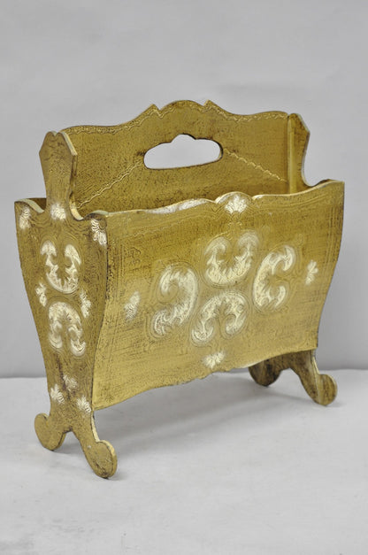 Vintage Italian Hollywood Regency Gold Cast Plastic Magazine Rack Stand