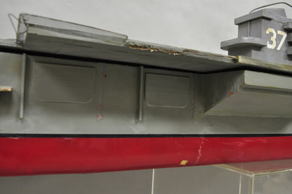Vintage Large 84" USS Nimitz CVN-68 Aircraft Carrier Navy Military Model Ship 37