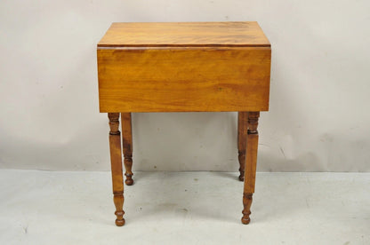 Antique Sheraton Chestnut Wood 2 Drawer Pembroke Drop Leaf Work Side End Table