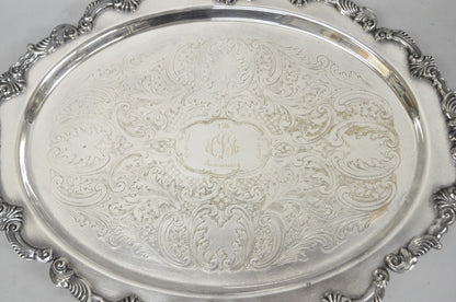 Vintage Sheffield Victorian Silver Plated Oval Platter Tray 25th Anniversary