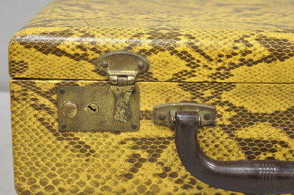 Vintage Mid Century Modern Faux Python Snakeskin Travel Toiletry Case Suitcase