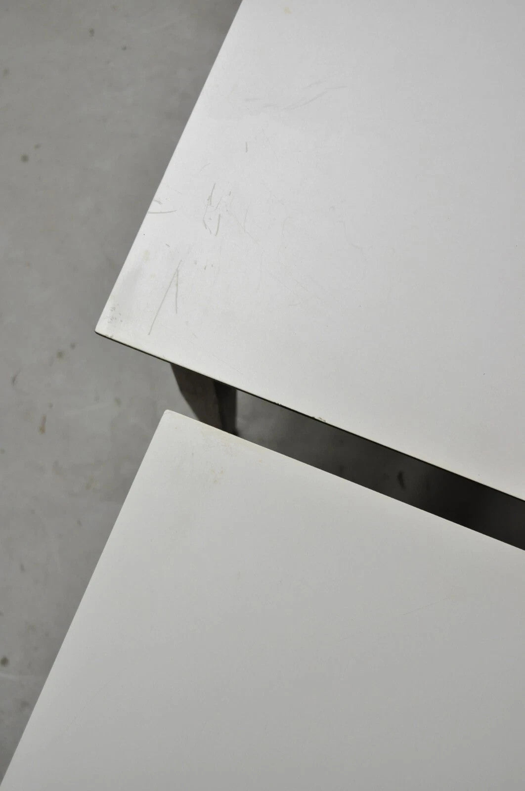 Vintage Mid Century Modern Walnut Base Laminate Top Low Side Tables - a Pair