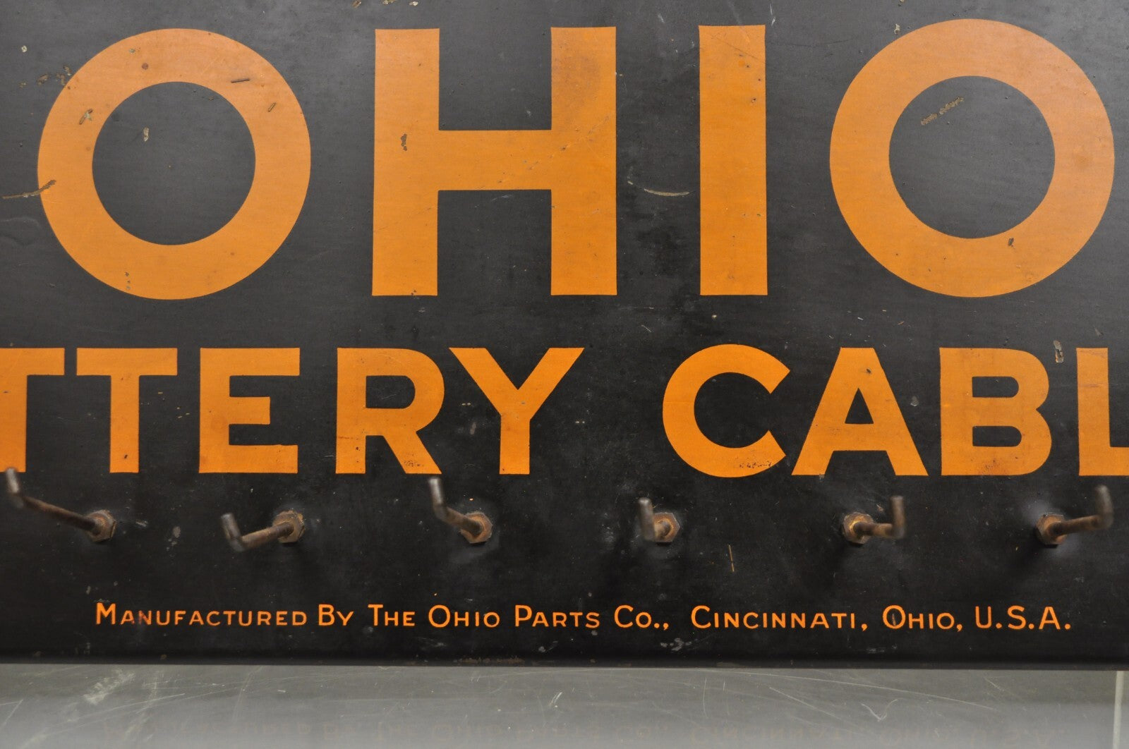Antique Ohio Battery Cables Tin Metal Black & Orange Store Parts Display