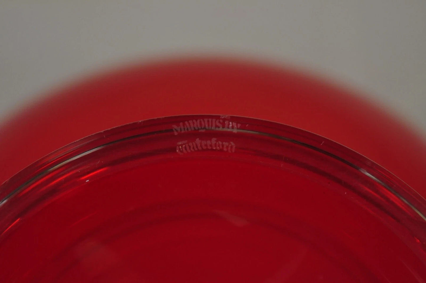 Vintage Marquis Waterford Red 8" Tango Footed Mid Century Modern Glass Bowl