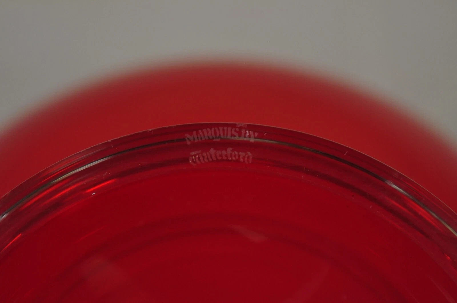 Vintage Marquis Waterford Red 8" Tango Footed Mid Century Modern Glass Bowl