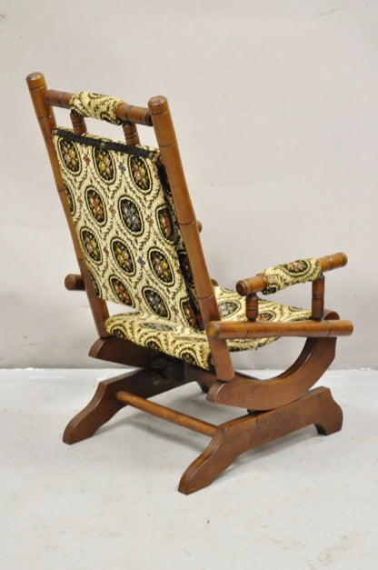 Antique Victorian Small Child's Maple Wood Platform Rocker Rocking Chair