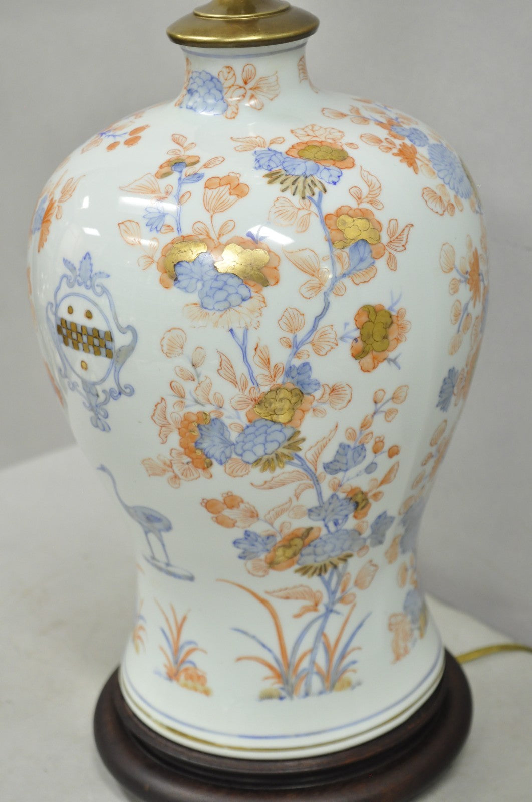 Japanese Imari Vase Oriental Blue Porcelain Armorial Ginger Jar Table Lamp
