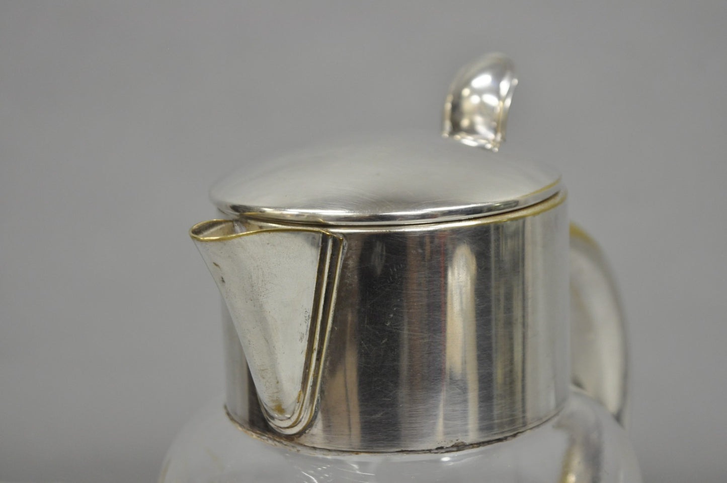 Antique Victorian German Silver Plated Cut Crystal Glass Lemonade Water Pitcher