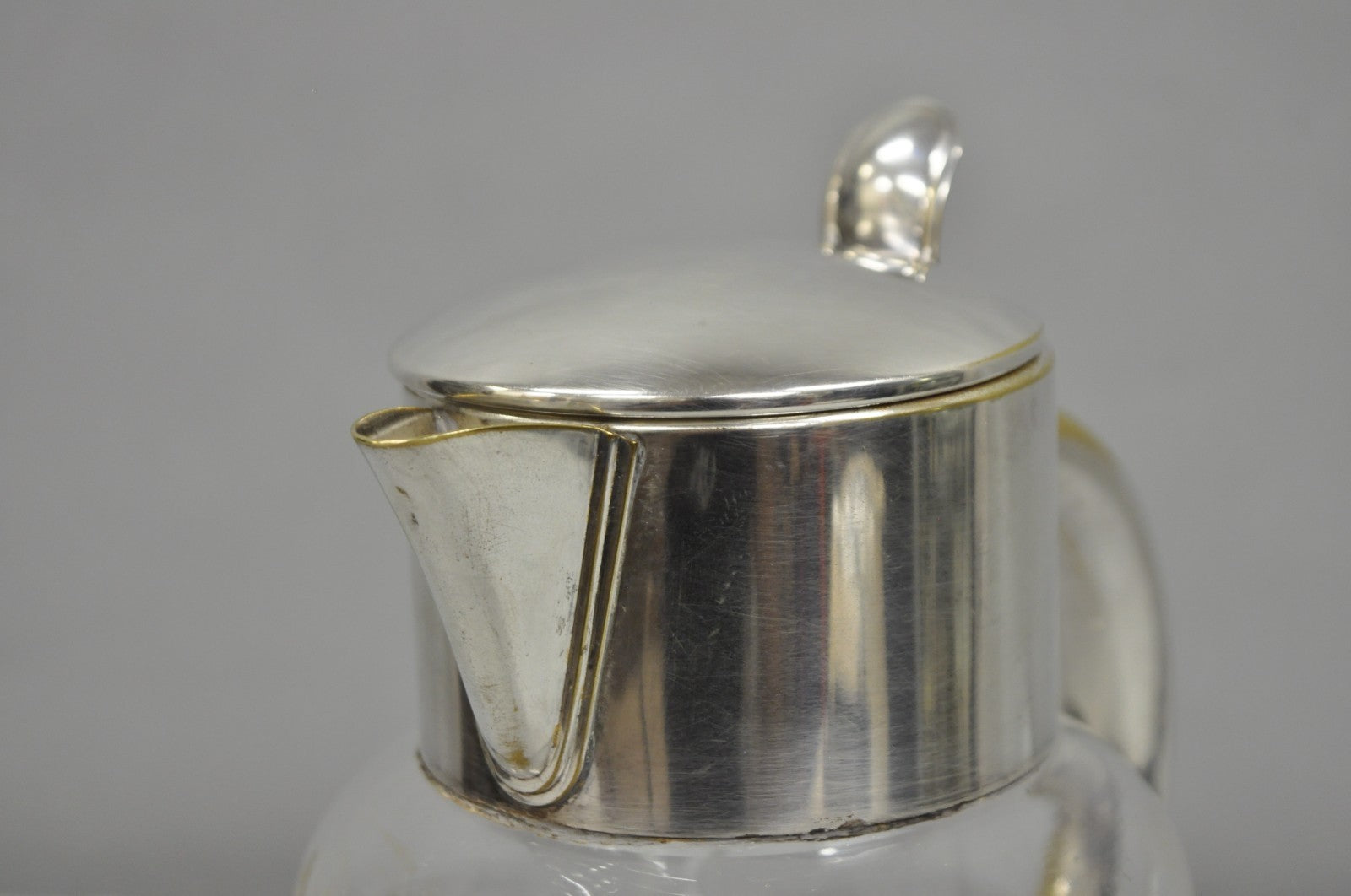 Antique Victorian German Silver Plated Cut Crystal Glass Lemonade Water Pitcher