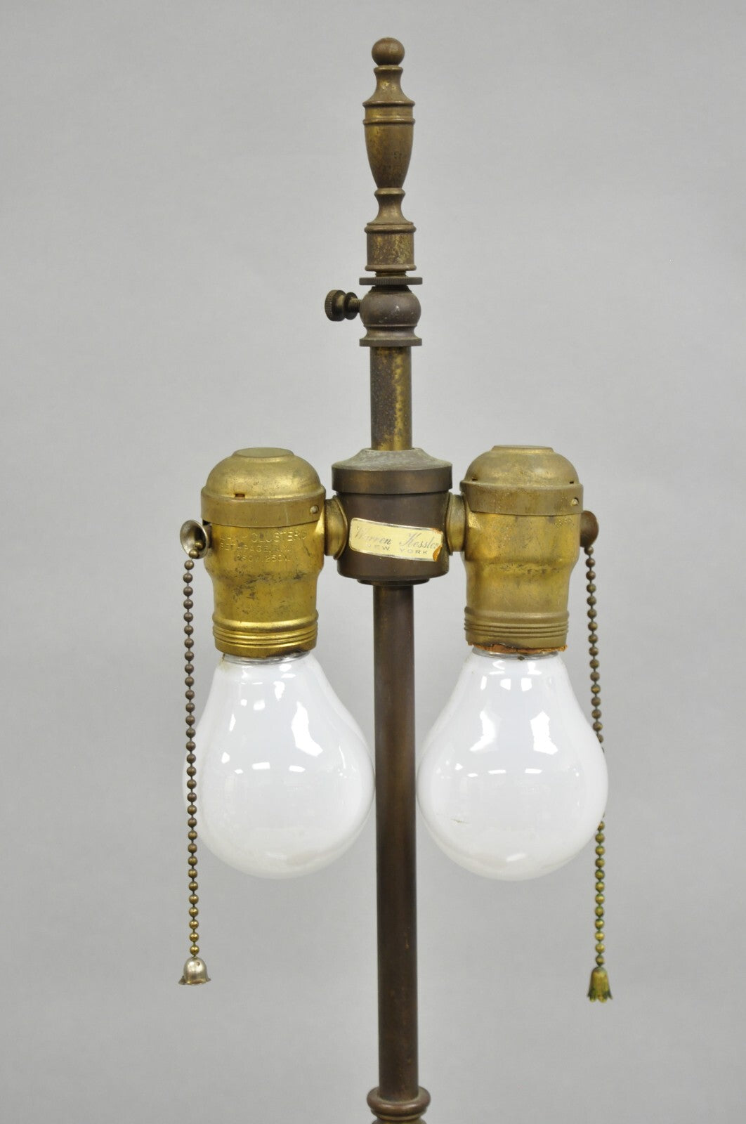 Antique Warren Kessler French Empire Crystal Glass Corinthian Column Table Lamp