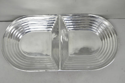 Vintage Mid Century Modern Art Deco Cast Aluminum 2 Section Serving Dish Platter