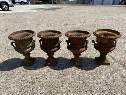 Cast Iron French Classical Style Urn Form 17" Outdoor Garden Planter with Faces