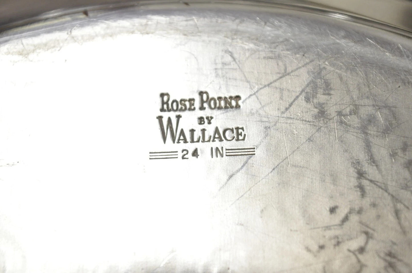 Vintage Rose Point by Wallace 24" Silver Plated Victorian Oval Bar Platter Tray