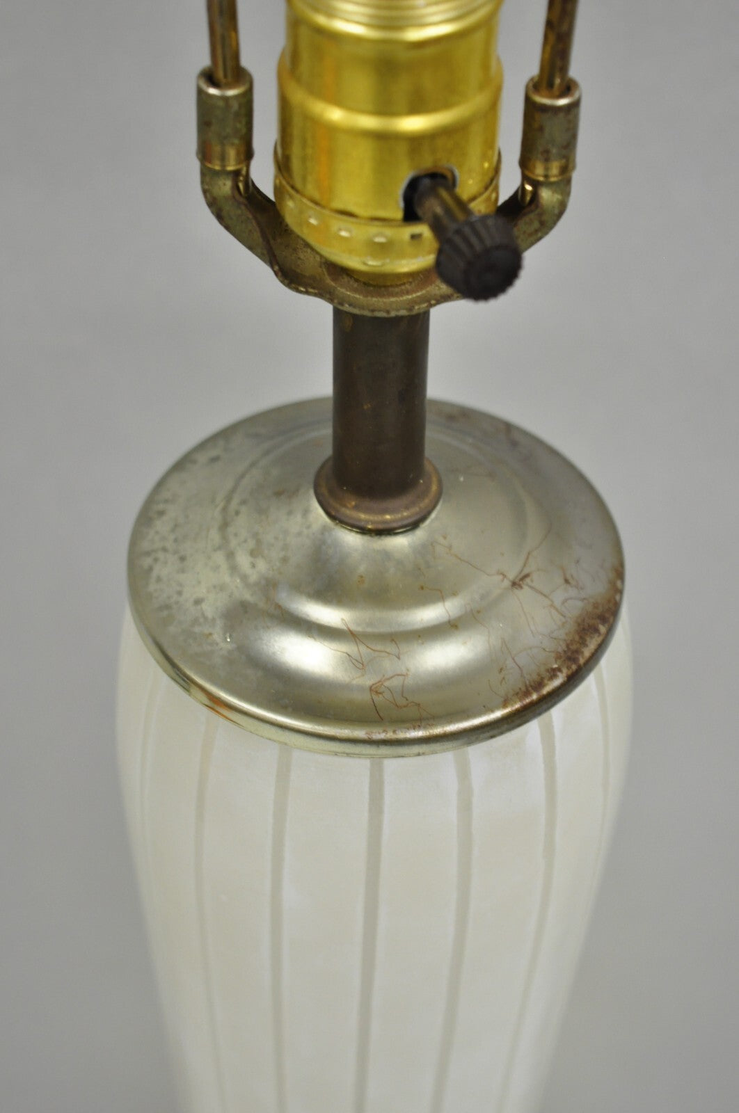 Vintage Italian Mid Century Modern Tapered Glass Art Deco Table Lamp