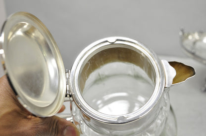 Antique Victorian German Silver Plated Crystal Glass Lemonade Water Pitcher