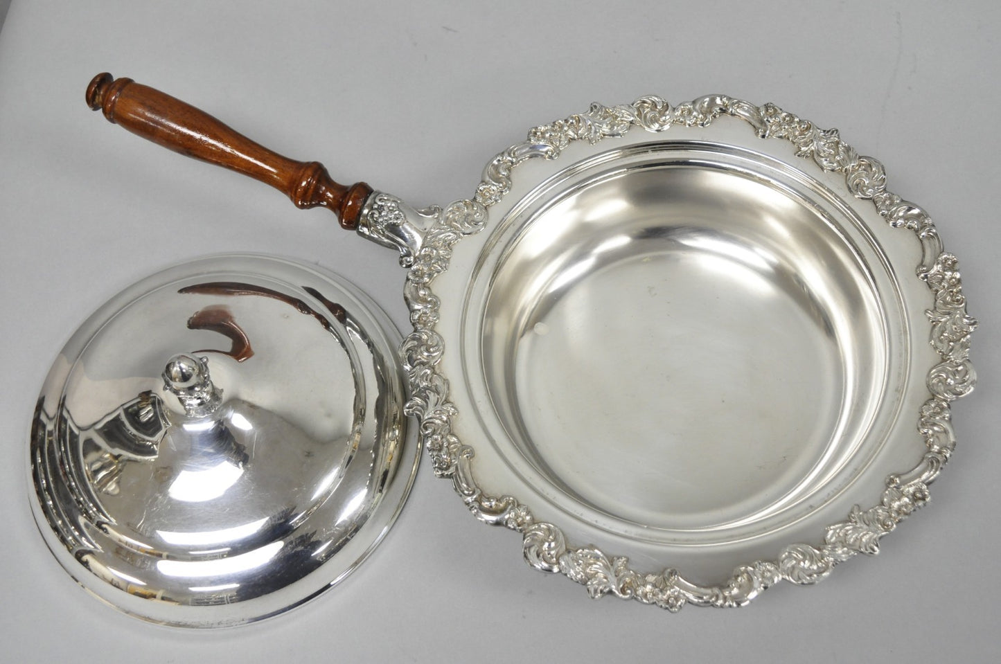 Vintage English Victorian Silver Plated Covered Chafing Dish Serving Platter
