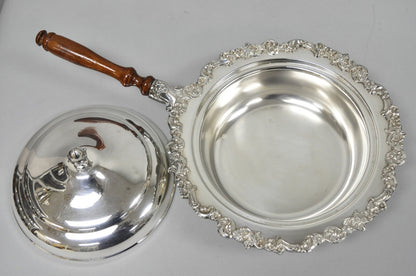 Vintage English Victorian Silver Plated Covered Chafing Dish Serving Platter