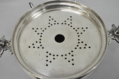 Antique English Art Nouveau Silver Plated Covered Butter Serving Dish w / Birds