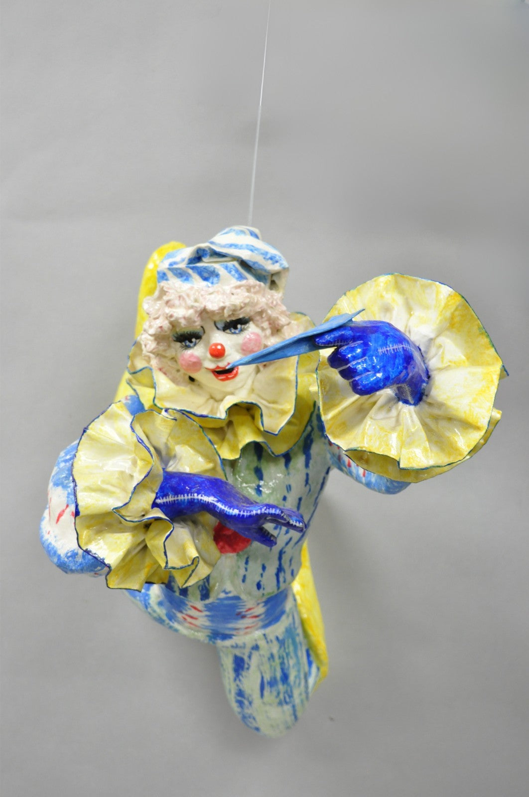 Vintage Jeanne Valentine Style Papier Mache Hanging Acrobat Clown Sculpture
