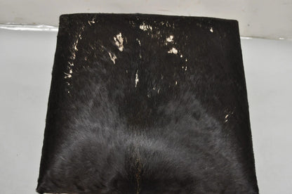 Modern Chrome Frame X-Form Metal Curule Stool with Cowhide Upholstery