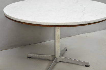 Vintage Mid Century Modern Knoll Style Pedestal Base Marble Top Coffee Table