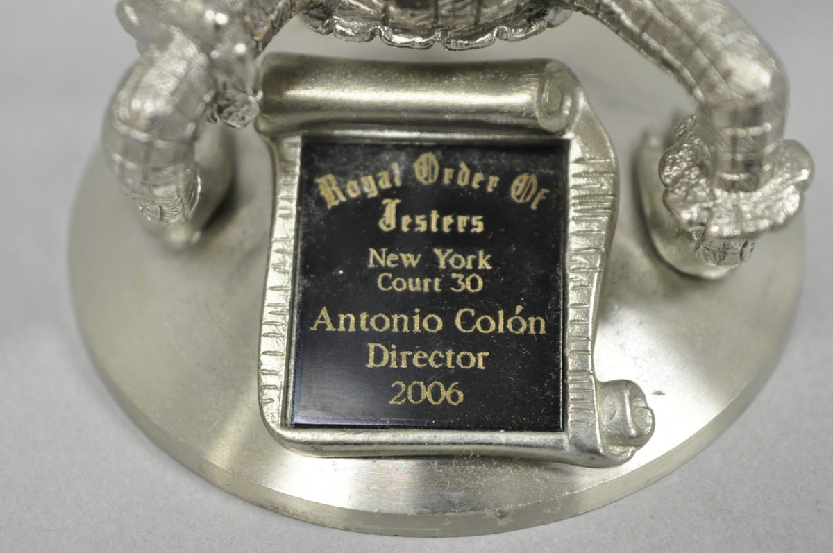 Vintage Royal Order of Jesters Figural Pewter Metal Award Renaissance Goblet