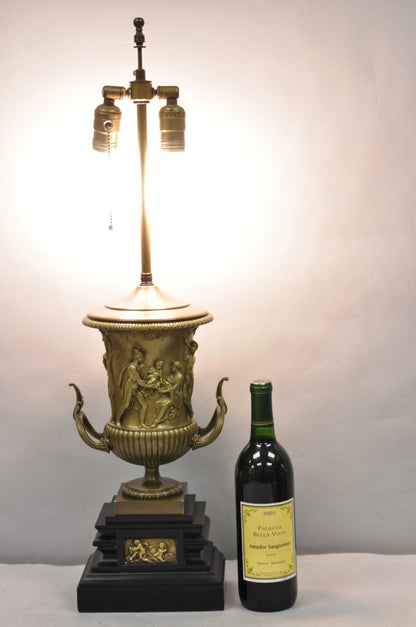 Antique Clodion French Neoclassical Figural Bronze Trophy Cup Urn Table Lamp