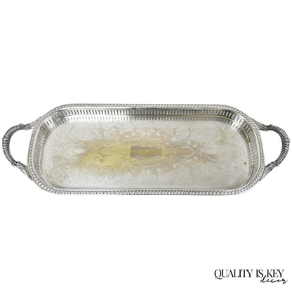 Vintage Amston Victorian Silver Plated Narrow Bar Tray Serving Platter