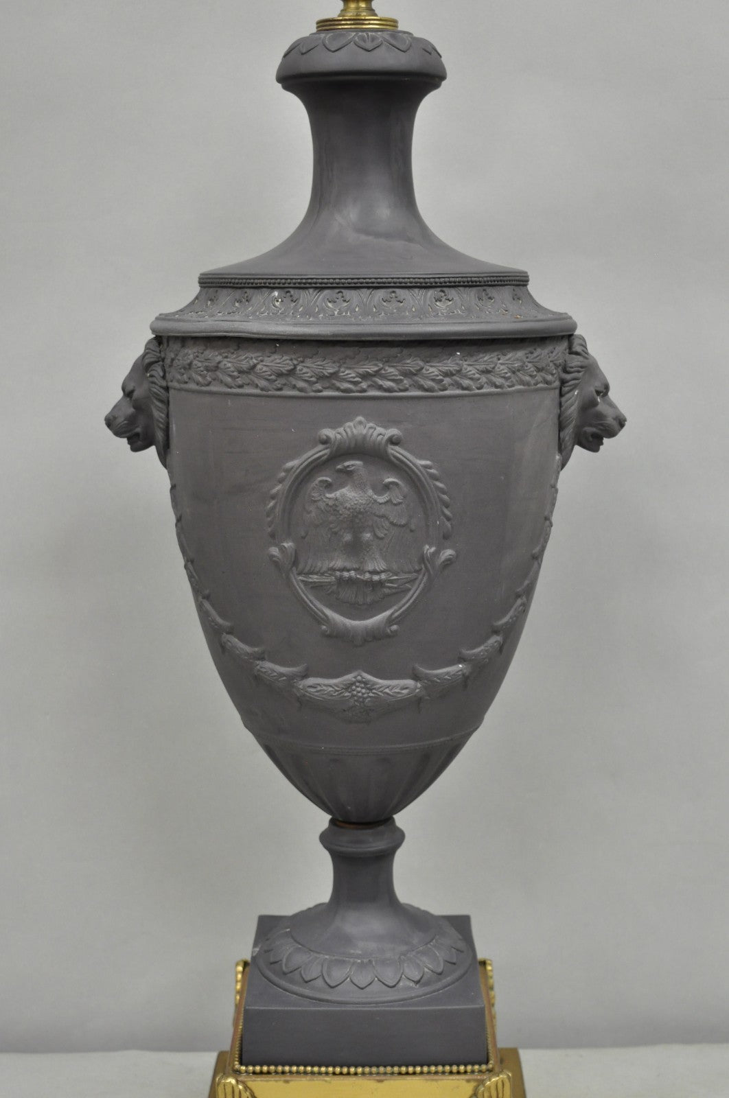 Warren Kessler French Neoclassical Empire Black Basalt Large Urn Table Lamp