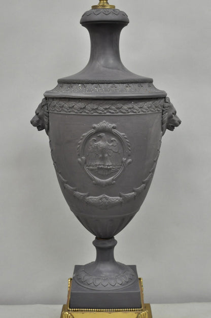 Warren Kessler French Neoclassical Empire Black Basalt Large Urn Table Lamp