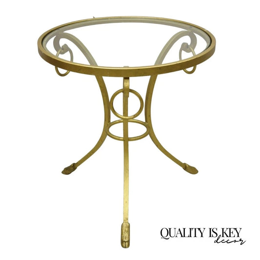 Decorator Italian Neoclassical Style Gold Hoof Foot Round Occasional Side Table