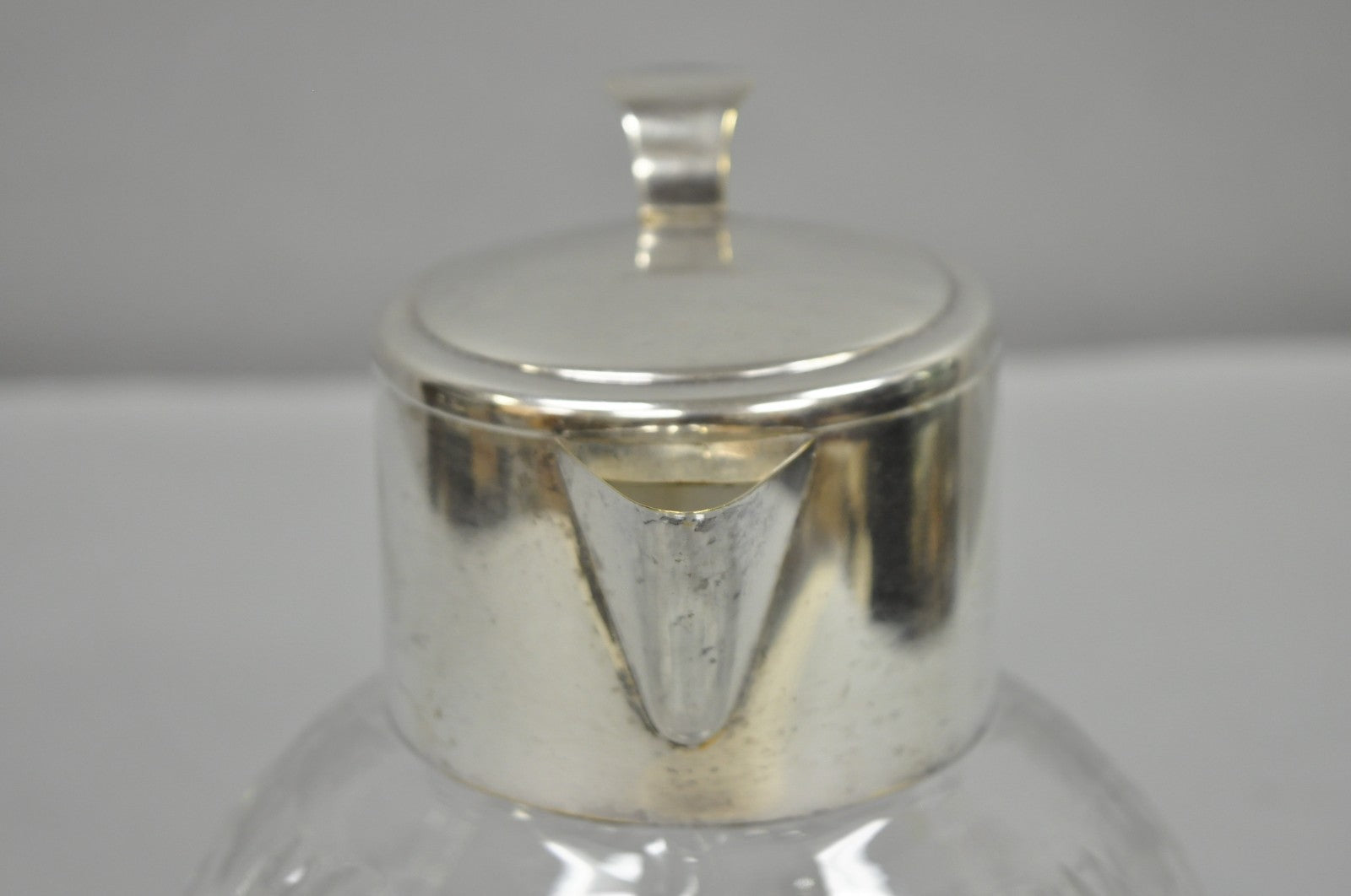 Victorian German Silver Plated Bulbous Cut Crystal Glass Lemonade Water Pitcher