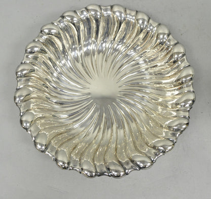 Vintage Mid Century Modern Swirl Pattern Silver Plated Centerpiece Fruit Bowl