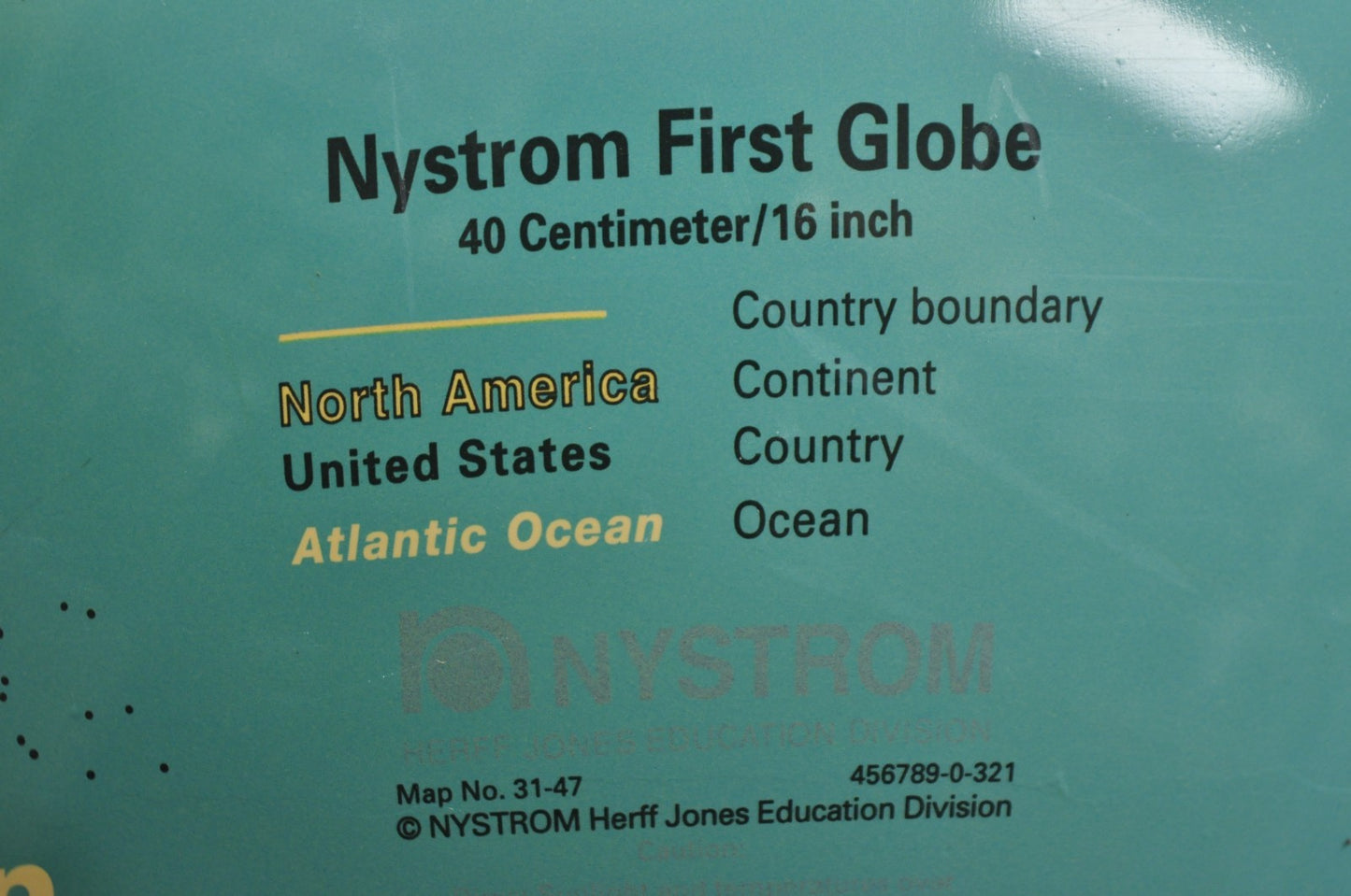 Vintage Nystrom 16" Large Sculptural Relief Classroom Double Axis World Globe