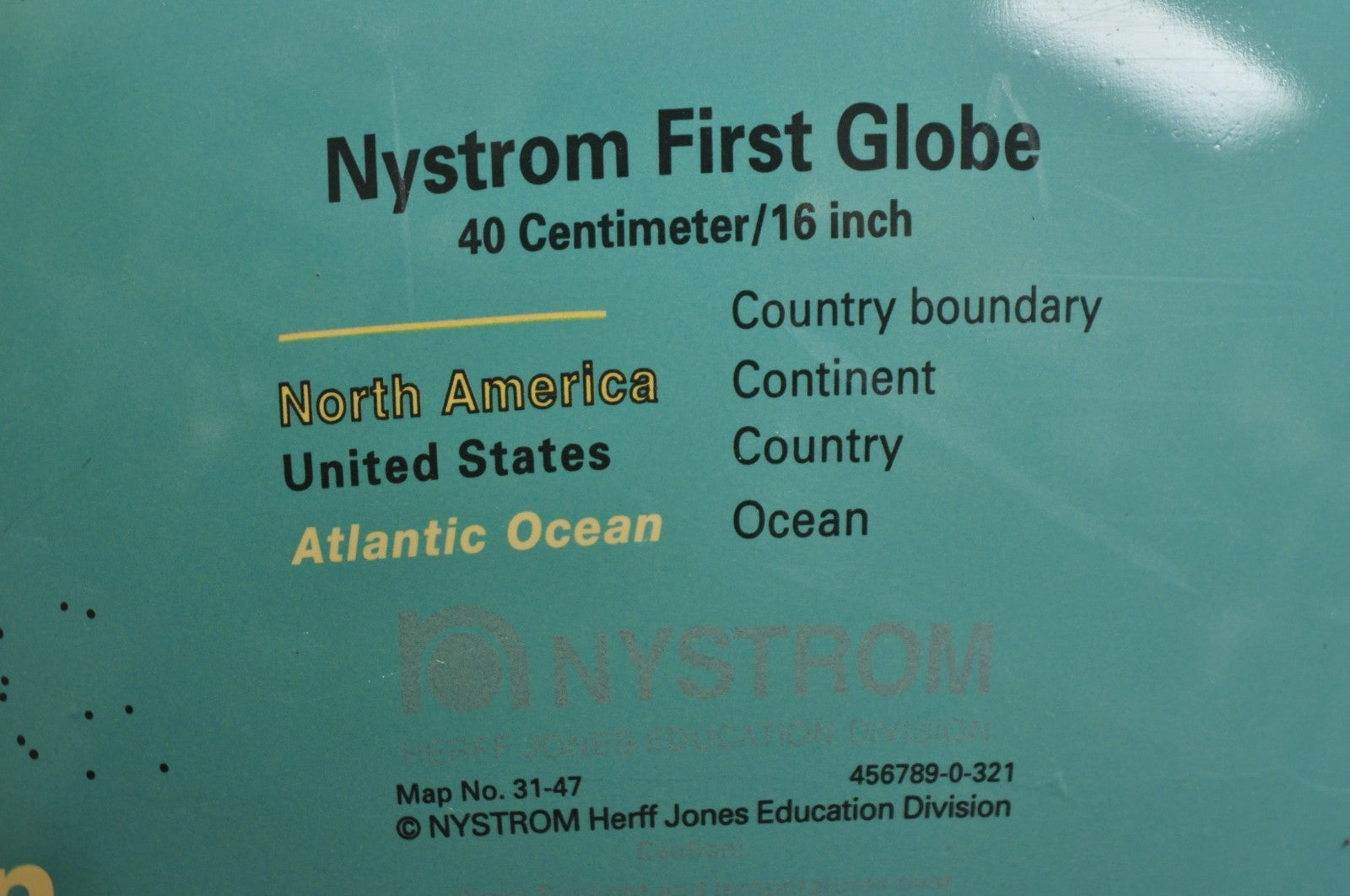Vintage Nystrom 16" Large Sculptural Relief Classroom Double Axis World Globe