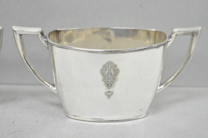Antique Community Silver Plated Art Deco Birds of Paradise Tea Service Set 3 Pcs