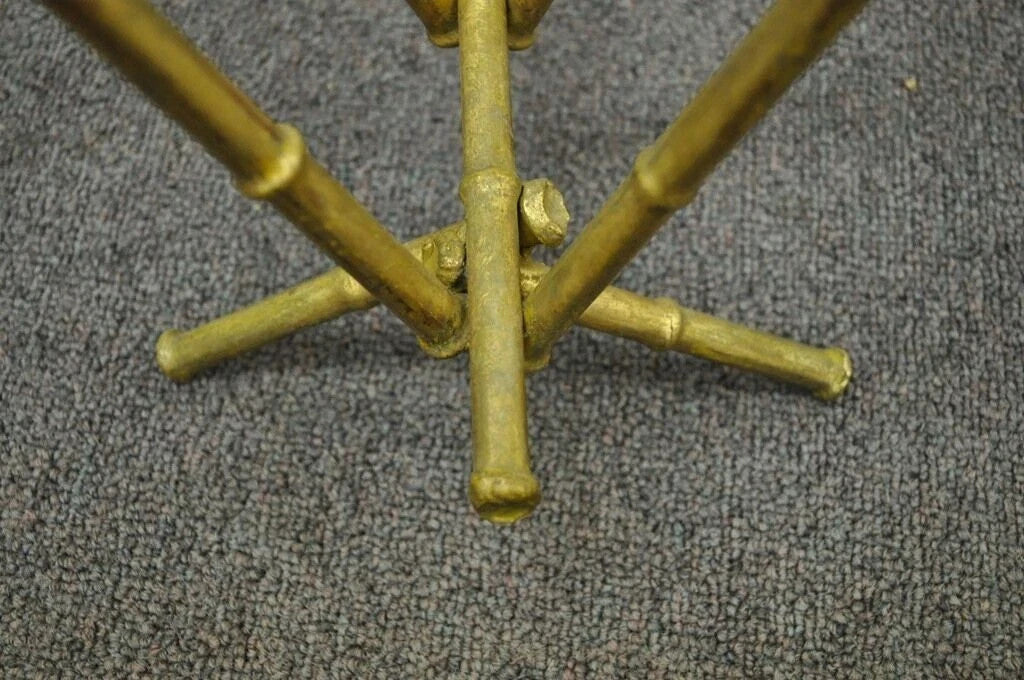 Vintage Italian Hollywood Regency Gold Gilt Metal Faux Bamboo Magazine Rack