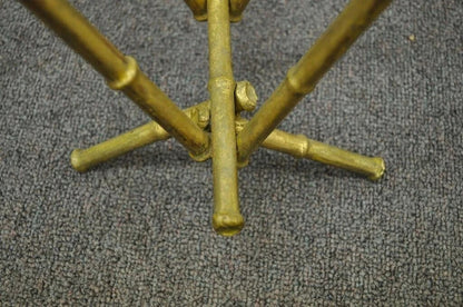 Vintage Italian Hollywood Regency Gold Gilt Metal Faux Bamboo Magazine Rack